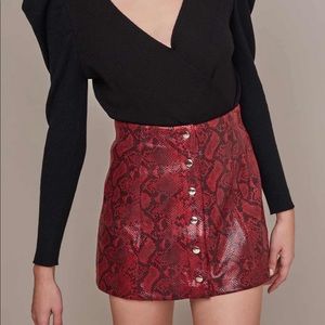 NWT ASTR the Label Snake Print Mini Skirt, Ruby